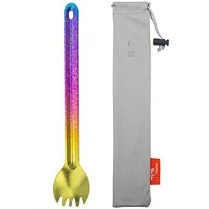 TiTo Titanium Cuill&egrave;re et Fourchette &agrave; Long Manche Ultra L&eacute;ger et Portable Titane Spork Cuill&egrave;re Couverts avec Sac pour Camping Randonn&eacute;e Pique-Nique Ustensiles Cuisine(Spork Aux Couleurs Vives) (TiTo Titanium, neuf)