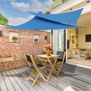 jarolift Voile d'ombrage Pare-Soleil Triangle isocèle, Hydrofuge, Brise-Soleil pour terrasse Jardin Balcon, Tissu Polyester 400 x 400 x 400 cm Bleu Azur (Jalousiescout Shop, neuf)