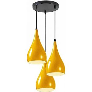LEDSone Suspensions vintage lampe Plafonnier 3 positions en forme de goutte d'eau avec abat-jours jaunes modernes ES E27 (LEDSONE, neuf)