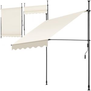 tectake Store banne sans Perçage Auvent Marquise Retractable avec Manivelle Multi-Fonction Store latéral Enroulable Brise Vue Brise Soleil Opaque en Aluminium - Beige, 150 x 180 cm (Made4Home SAS, neuf)