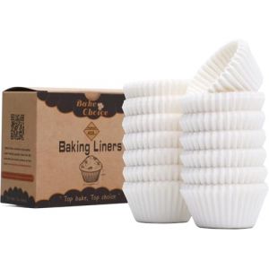 Caissette Muffins Papier Mini,400 pièces Blanc,Caissettes Cupcake,Parchemin & Résistant à la Graisse,La fête,Mini Taille (Diamètre du fond 3,5 cm) (BakeChoice, neuf)