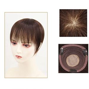 Perruque Avec Frange Perruque Vrais Cheveux Vrais Cheveux T&ecirc;te de Cheveux Patch Couverture Cheveux Blancs Respirant Frange Cheveux Courts Pi&egrave;ce de Perruque Perruque Femme Cheveux Humains(A) (yingyingyy, neuf)