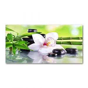 Tulup Crédence de cuisine 140x70cm Dosseret en verre Fond de hotte Verre de sécurité trempé Splashback Guard - Fleurs et plantes - Blanc - Orchidée (Tulup, neuf)