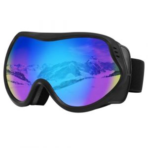 SPEEDEVE Lunettes de Ski Masques Snowboard OTG r&eacute;glables Anti-UV Antibu&eacute;e Compatible avec Casque pour Homme Femme pour le snowboard, l'alpinisme, la motoneige,Noir/Bleu (VLT30%) (Hejin, neuf)