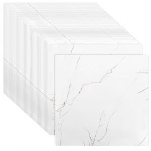 CYEER 40 Dalles PVC Adh&eacute;sives Sol 30x30cm, Rev&ecirc;tement Vinyle Effet Marbre Blanc pour 3,6m&sup2;, Carrelage Autocollant &Eacute;tanche pour R&eacute;novation Salle de Bain, Cuisine & Logement en Location (CYEER, neuf)