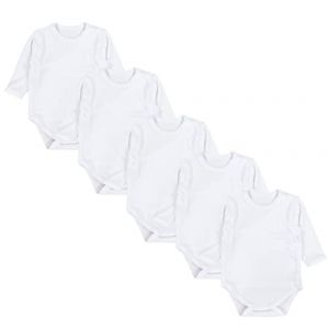 TupTam Body Bébé – Lot de 5 Bodies Bébé 0-3 Mois, Body Bébé Garçon à Boutons Pression, 100% Coton, Blanc, 62 (LotteStyle, neuf)