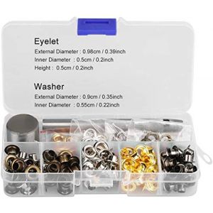 4 couleurs simples oeillets et rondelles oeillets artisanat rivets avec 3 pi&egrave;ces outils d'installation Leathercraft fabrication de tissu r&eacute;paration r&eacute;paration[5mm x 220pcs)]Renforts autocollants & (Sheens 88, neuf)