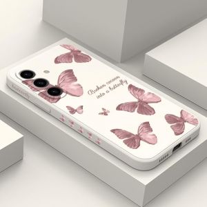 LEECG pour Samsung Galaxy S24 FE Coque Motif Floral Silicone Liquide Doux et Antid&eacute;rapant Phone Coque pour Samsung S24 FE 6,7 Pouce, Papillon Blanc (LEECG CASE, neuf)