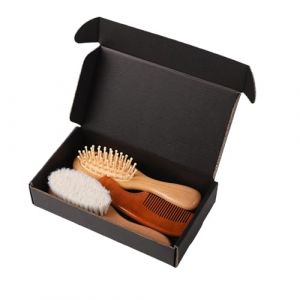 Ensemble de peignes portables pour nourrissons - Poils doux en laine douce pour le cuir chevelu - Avec peigne et bain - Facile &agrave; transporter (qingqingR, neuf)