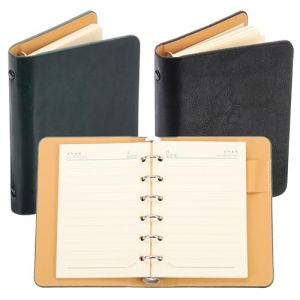 PATIKIL Couverture Reliure 6 Anneaux, Pack de 2 Carnet Cuir A7 Mini Rechargeable Agenda Personnel avec 50 Feuilles Papier Lign&eacute;, Vert/Noir (PATIKIL UK, neuf)