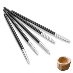 5 Pinceaux en Silicone Professionnels pour Drawing Gum, Sculpture d'Argile et Nail Art - Set de 5 Embouts Souples, Manche Ergonomique Anti-d&eacute;rapant (guaxinly, neuf)