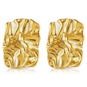 BOUTIQUELOVIN Boucles d'oreilles Femme Or Rectangle Boucle d'oreille Acier Inoxydable Dor&eacute; Fantaisie Pendantes Boucle d'oreille Or Chunky Pendantes Grosses Bijoux Femme Petite (Spunkcharms, neuf)