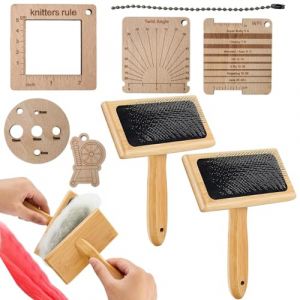 Brosse à trancheuse: brosse à laine polyvalente, carde pour laine portable | Brosse à feutrage en laine avec poignée en bois, ensemble de peignes pour mélange de laine, peigne artisanal pour les (ruixjz, neuf)