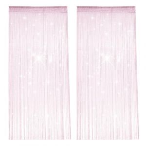 2 Pi&egrave;ces Rideau a Fil, 100 X 200 cm Paillet&eacute; String Porte, Rose Anti Mouche D&eacute;coration Rideau de Perles, Cloisons de Salon et de Chambre Rideau a Frange pour Mariage et D&eacute;coration de Fen&ecirc;tre (YYBYEU, neuf)