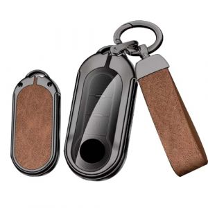 HIBEYO Coque de clé pliante pour clé de voiture compatible avec Fiat 500 500L Florino Qubo Bravo Doblo Étui de protection pour clé à distance Iveco Daily - Porte-clé-A - Marron (bingomotor, neuf)