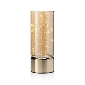 Auraglow Guirlande lumineuse en fil de riz - Lanterne &agrave; piles cylindrique en verre - LED chaudes - Option minuterie int&eacute;gr&eacute;e - Guirlande lumineuse d'int&eacute;rieur pour d&eacute;coration d'int&eacute;rieur - Taille M (Safield Dist. Ltd, neuf)