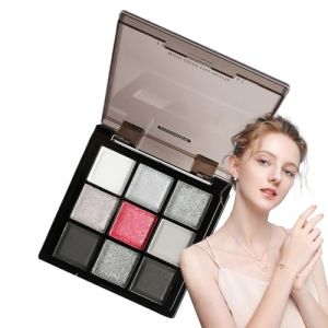 Palette de fards &agrave; paupi&egrave;res Smokey - Palette de maquillage pour les yeux de couleur gris argent&eacute; | M&eacute;lange capable 9 couleurs | Haute pigmentation | Longue dur&eacute;e pour la mascarade de minuit (Lu Guardian, neuf)