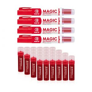 ESENG&reg; Marqueur pour tableau blanc Magic WM-218 (4 marqueurs + 24 cartouches | Rouge) (ESENG, neuf)