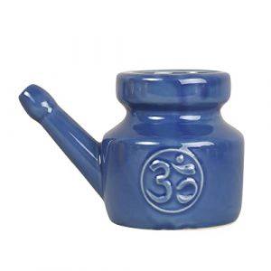 350Ml CéRamique Neti Pot Pot de Nettoyage de Nez Pot de Bec Anti-Fuite pour RinçAge Nasal Nez Lavage Femmes,Bleu (BaiRunTongBaiHuoYouXianGongSi, neuf)