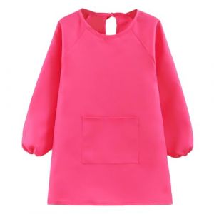 Augesak Tablier Peinture Enfant 7-11 Ans, Tablier Blouse Peinture, Tablier Ecole Garçon Fille, Tablier Enfant Manches Longues pour L'école Activités Peinture Coloriage Cuisine, Rose Rouge (JINGMINGHE, neuf)