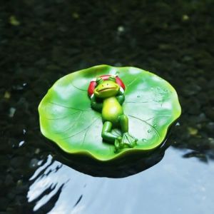 Décoration de bassin - Mini étang - Grenouille - Décoration flottante pour mini étang - En résine - Décoration de bassin pour l'extérieur - Pour jardin, balcon, étang (K) (shanghailibowangluokejiyouxiangongsi, neuf)