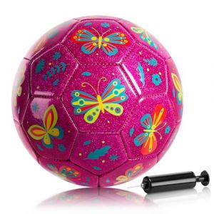 U&C Planet Ballon de Football Size 3 pour Enfants &acirc;g&eacute;s de 3 &agrave; 8 Ans Motif Papillon Rose Vif Brillant Comprend Une Pompe &agrave; Main et Un Sac en Filet (U&C Planet, neuf)