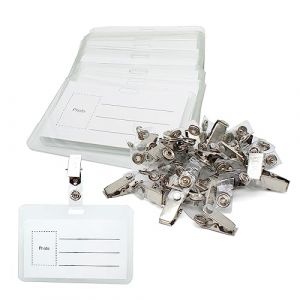 DOJA Barcelona | Porte Badge | Pack 100 | Badge Personnalisable | 100mm * 68mm | Badge Transparent Plastique | avec Pince Porte Nom | pour Porte Badge Tour de Cou, Porte Badge Infirmiere, Porte Carte (DOJA Barcelona, neuf)