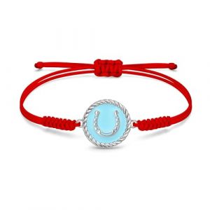 JENDEAR SHINE Bracelet Fer à Cheval pour Femme, Pendentif en émail en Argent 925, Chaîne de Corde Réglable Faite à la Main, Cadeaux de Bijoux pour Femme (Chengxiang Jewelry EU, neuf)