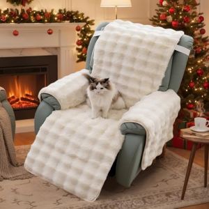 LiveGo Housse de fauteuil inclinable en fausse fourrure de lapin &eacute;paisse &ndash; 58,4 cm &ndash; Housse de protection de meubles douce et pelucheuse pour salon et chambre &agrave; coucher (chaowuuk, neuf)