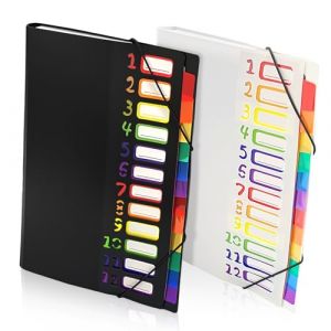 xiaoxiaozhijia Trieur A4,Pochette Document avec 12 Compartiments,Rangement Papier en Plastique,Organiseur de Courrier pour le Bureau et l'&eacute;cole (Noir + Blanc) (XiaoXiaoZhiJia, neuf)