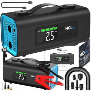MBG line&reg; Booster Batterie Voiture Puissant 2500A | 5-en-1: Compresseur Auto, Gonfleur Pneu, Pompe Soufflante, Chargeur Booster - D&eacute;marreur Batterie Voiture, Booster De Batterie (HUXGO, neuf)
