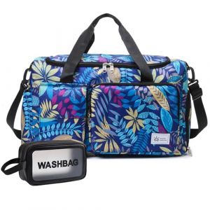Petit sac de sport pour femme, sac de voyage avec compartiment à chaussures, Z3#Feuilles bleues, Sac de sport et trousse de toilette (putianshibinnuomaoyiyouxiangongsi, neuf)