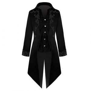 Manteau Renaissance Homme Queue de Pie- Veste Médiéval Grande Taille-Blouson Victorienne Homme Vintage Classique Halloween Costume Cour Carnaval Cosplay Gothique Steampunk Retro Déguisement (LOSSLO(Livraison 5-14 jours), neuf)