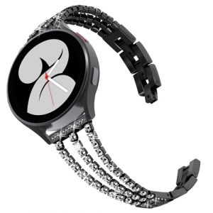 GOBY Bracelet pour Galaxy Watch 7, 20mm Bling Bracelet Montre Remplacement M&eacute;tal pour Samsung Galaxy Watch 7 40mm 44mm/5 Pro 45mm/6 40mm 44mm/6 Classic 43mm Femme(B-NOIR) (GOBY, neuf)