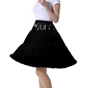 Tmade Jupe en Tulle pour Femme - Jupon de Cosplay Multicouche - Jupe Tutu pour Halloween Rock Party Festival Celebration Longueur : 55 cm - Tour de Taille : 56-100 cm(Noir Plus) (Tmade, neuf)