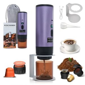 RoserRose Machine à Café Portable, Machine à Café de Voyage - Sans Fil & Auto-Chauffante - Avec Batterie 7800mAh, Fonction de Charging USB-C & Pressions 20 Bar - Compatible NS/DG (Violet) (Roserrose, neuf)