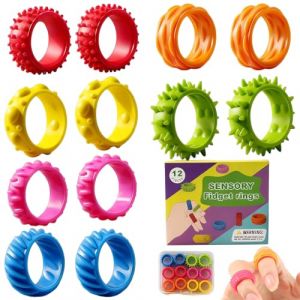 12 PCS Fidget Toys Anneau Bague Ring Anti Stress Enfant, Objet Jouet Anti Stress pour TDAH Enfant, Jouet apaisant pour l'anxi&eacute;t&eacute; du Stress (MinXin-DE, neuf)