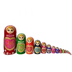 YAKELUS, Marque de poup&eacute;es gigognes, 15pi&egrave;ces, S&eacute;rie de Poup&eacute;es Russes Matriochkas Poupee Russes 15 Pieces en Bois Peints? Fabrication Manuelle, Cadeaux, Jouets (YAKELUS UK, neuf)