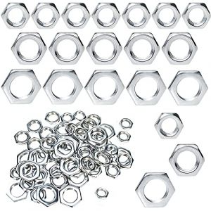 Lot de 60 Écrou Hexagonal Plat M8 M10 M12 Ecrou Hexagonal Bas Plaqué Zinc Écrou Fin pour Fixer les Vis et Boulons avec Filetage Fin (M8/M10/M12) (QIQN, neuf)