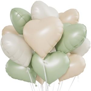 Ballon Coeur 24 pcs, Baudruche en Forme de Coeur Blanc Vert, Ballons de Fleuret, Ballon Helium Coeur pour Anniversaire, Mariage, Saint Valentin,d&eacute;coration de f&ecirc;te de No&euml;l（Blanc Vert ） (WEIMEIYING, neuf)