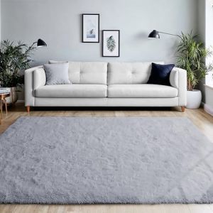 BEIMO Tapis de Salon Shaggy Tapis Chambre Moderne à Poils Longs et Moelleux, Grand Tapis Doux Tapis de Sol Pelucheux Dessous Antidérapant, Gris Colombe, 140x200cm (BEIMO FR, neuf)