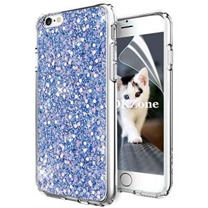 Coque iPhone 6S,Coque iPhone 6,OKZone Mince &Eacute;tui en silicone souple Paillette Strass Brillante Bling Bling Glitter de Luxe,TPU Housse Etui de Protection pour Apple iPhone 6/iPhone 6S 4,7 pouces (Bleu) (OKZone EU Store, neuf)