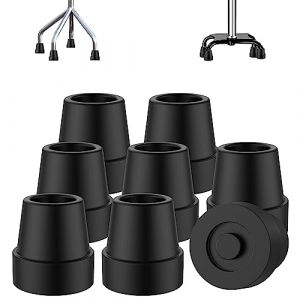 supregear Embouts en Caoutchouc pour Canne (Lot de 8), Embout de Canne Quadruple Antid&eacute;rapant 16 mm Caoutchouc de Remplacement pour B&acirc;tons de Marche, B&eacute;quilles et Accessoires de Canne Pliante, Noir (J&D Tech FR, neuf)