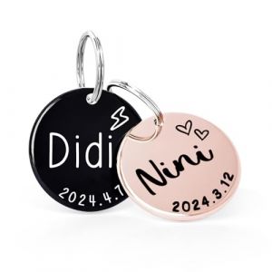 Médaille pour Chien et Chat Design Original et Amusant - Personnalisation pour Anniversaire Médaille Chien - Plaque pour Chien et Chat en Acier Inoxydable Avec Gravure Profonde (MEOW the WOOF, neuf)