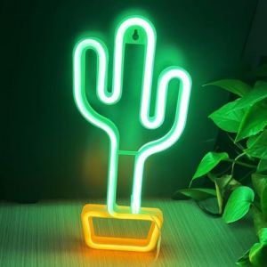 Lampe néon en forme de cactus - Décoration murale - Vert clair - Pour décoration d'intérieur (Xusdamyj, neuf)