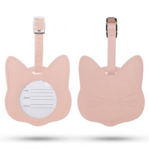 AFCJLTO 2 pcs étiquettes de valise chat en cuir, pour voyager à l'étranger, Ces étiquettes bagages sont parfaites pour identifier facilement vos valises lors de vos voyages en avion ou en train, Rose (JING DAYU, neuf)