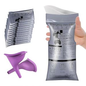 YUPZAR 12 Pi&egrave;ces d'urinoir jetable avec 2 Urinoir en Entonnoir, Toilettes Portables pour Le Camping, Voyages, embouteillages, Sac a vomi Voiture, urinoirs Portables pour Femmes, Hommes et Enfants (Olen Olesjame O&Uuml;, neuf)