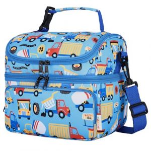 Kasgo Sac Isotherme Repas Enfant, 2 Compartiments 7,5L Grand Sac Isotherme Enfant Fille Gar&ccedil;on Lunch D&eacute;jeuner avec Anse Bandouli&egrave;re Amovible pour &Eacute;cole Pique-nique Voyage Voiture Bleue (KASGOSHOP, neuf)