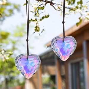 H&D HYALINE & DORA Pendentif Prisme Coeur en Cristal, Attrape-Soleil Arc-en-Ciel en Verre, Ornement de fenêtre Suspendu (crystalonline, neuf)