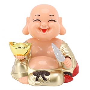 Topyond Bouddha Rieur Ornement Solaire Automatique Bouddha Sourire D&eacute;coration Maison Voiture Sculpture, Cadeau Femme (Jialyduu, neuf)